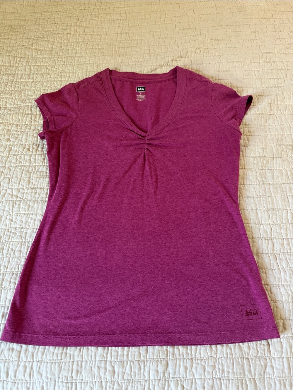REI Women's V-Neck Short Sleeve Tee in Berry